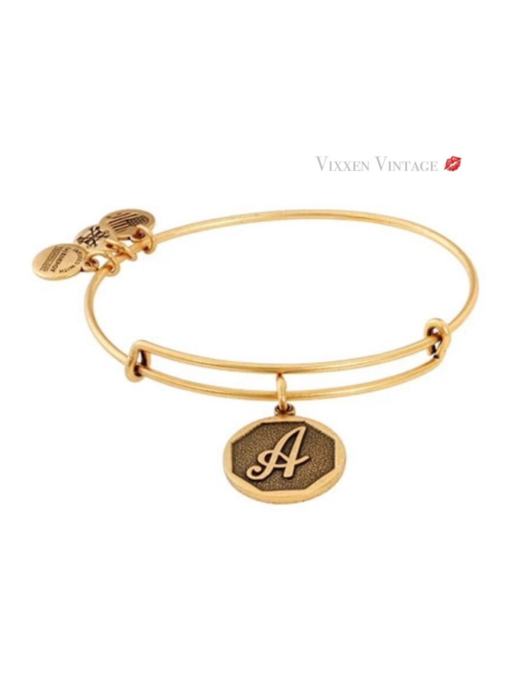 ALEX & ANI 2014 'INITIAL 'A' CHARM BANGLE BRACELET' IN RAFAELIAN GOLD FINISH